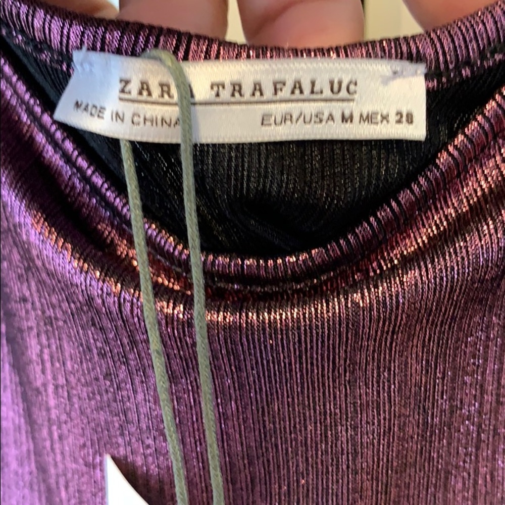 NWT❣️ Zara Trafaluc plum metallic tank top Sz Med - Picture 3 of 5